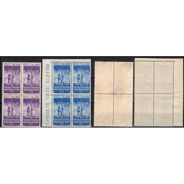 ITALY 1950 Radio broadcasting 2v (in block of four) MNH**
