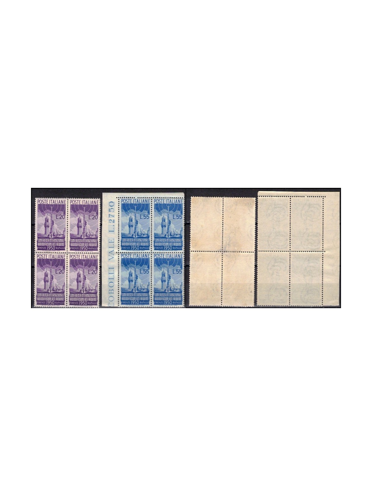 ITALY 1950 Radio broadcasting 2v (in block of four) MNH**