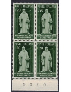 ITALIA 1950 Guido d'Arezzo (in quartina) MNH**