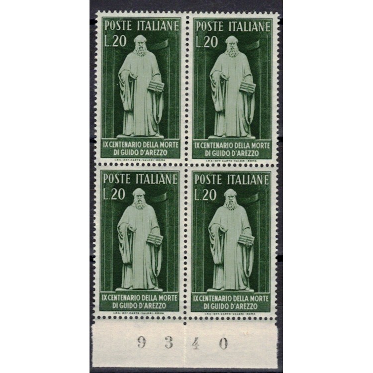 ITALIA 1950 Guido d'Arezzo (in quartina) MNH**