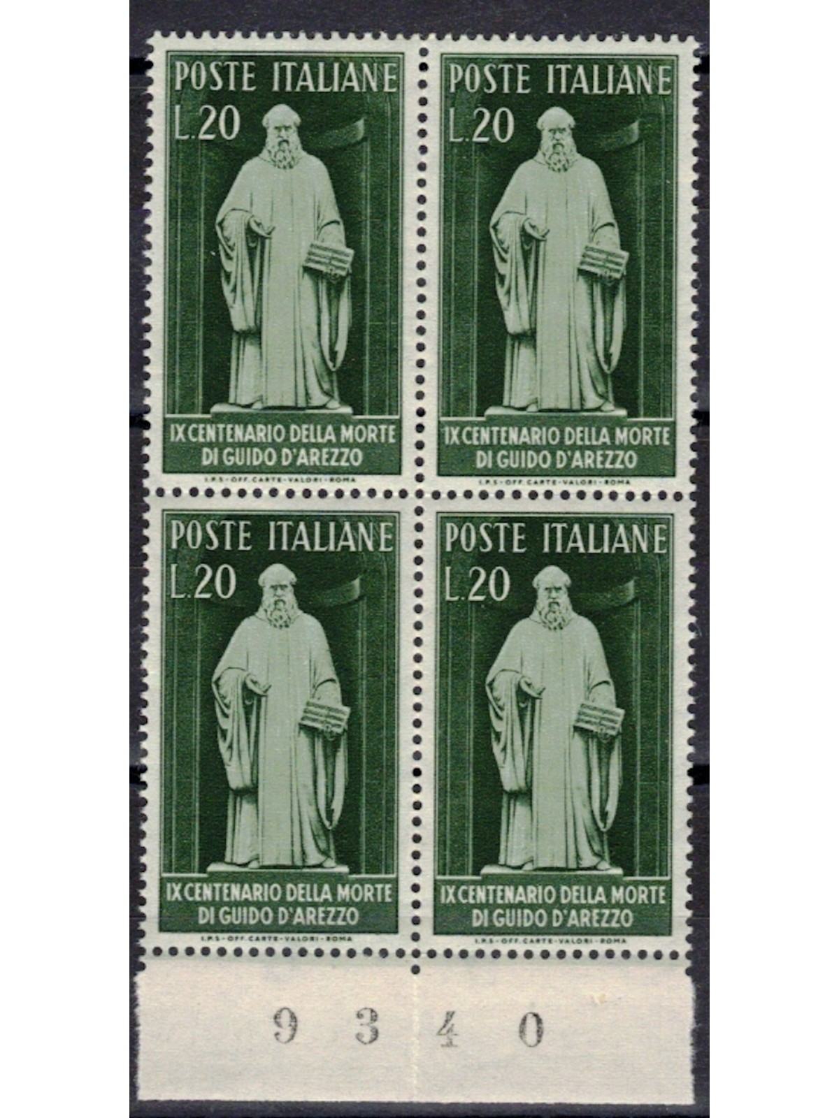 ITALIA 1950 Guido d'Arezzo (in quartina) MNH**