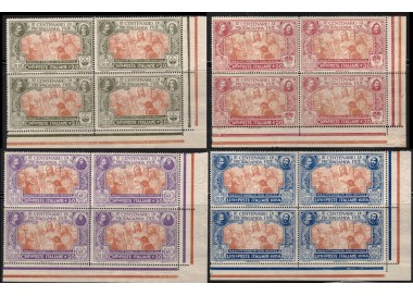 ITALY KINGDOM 1923 Propaganda Fide 4v MNH in block of four, lower right corner of sheet. Watermark letters on the 50c values and