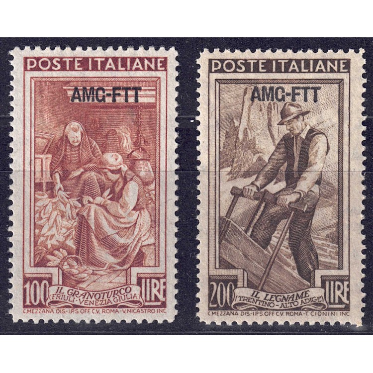 TRIESTE A 1950-53 Italy at work (short dash) 2v MNH**