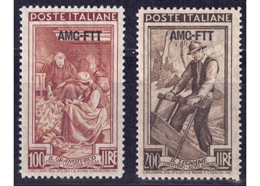 TRIESTE A 1950-53 Italy at work (short dash) 2v MNH**