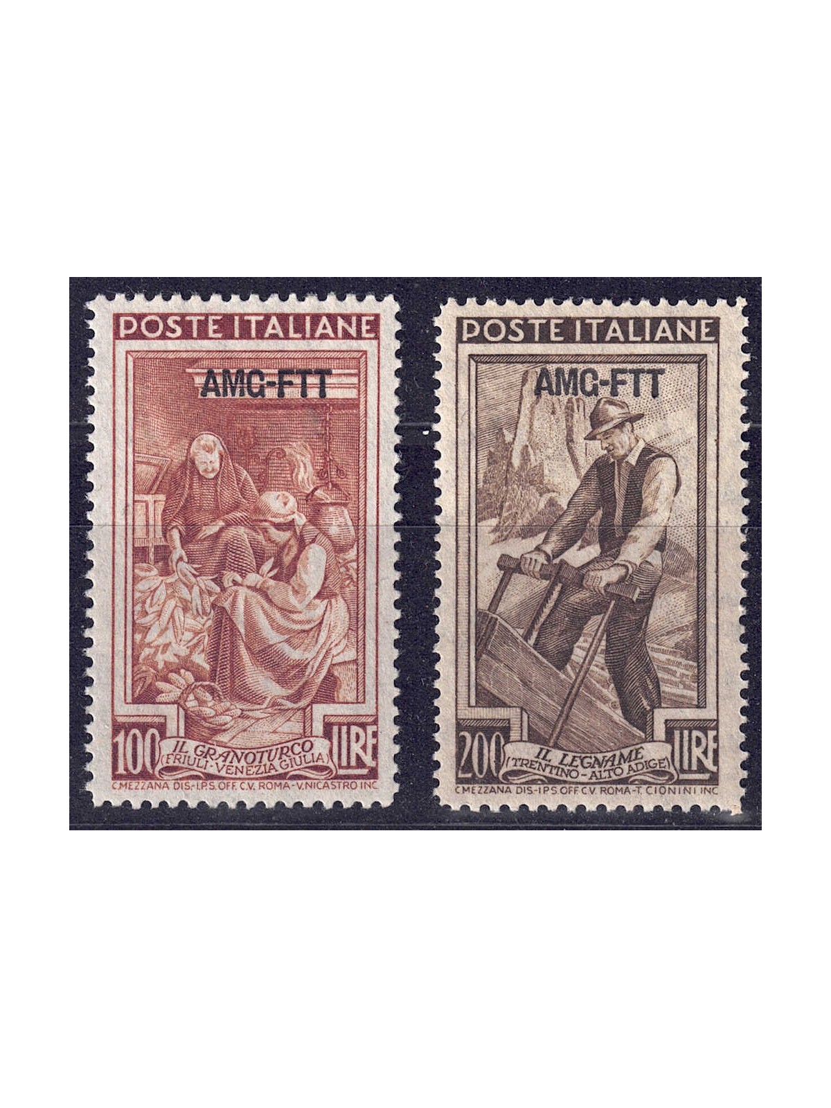 TRIESTE A 1950-53 Italy at work (short dash) 2v MNH**