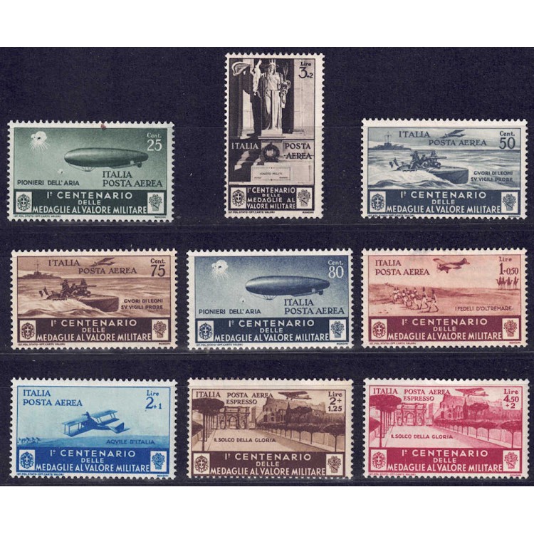 ITALIA REGNO 1934 Medaglie al valore (posta aerea) 9v MH*