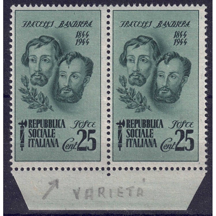 ITALIA RSI 1944 Fratelli Bandiera 25c verde (cicatrice) 2v MNH**