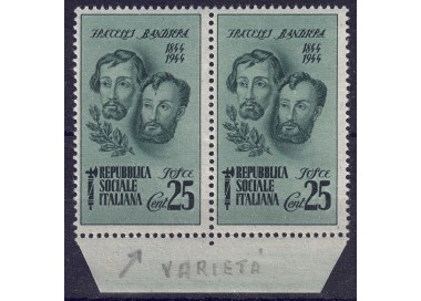 ITALY RSI 1944 Brothers Flag 25c green (scar) 2v MNH**