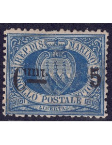 SAN MARINO 1892 5c on 10c blue MH*
