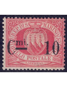 SAN MARINO 1892 10c on 20c red (10) MH*