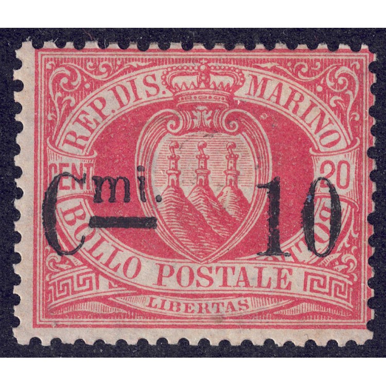 SAN MARINO 1892 10c su 20c rosso (10) MH*