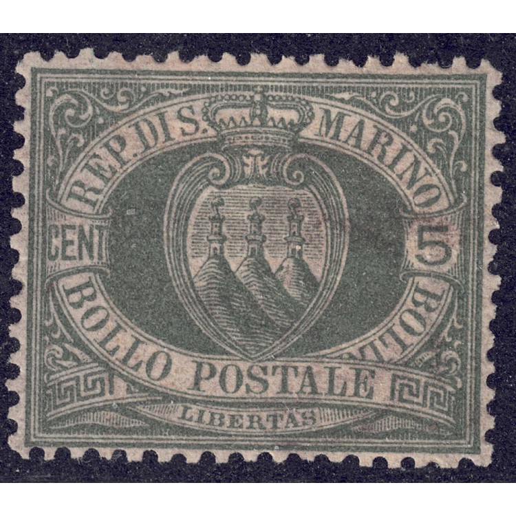 SAN MARINO 1892-94 5c verde grigio MH*