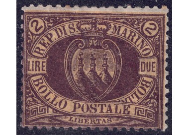 SAN MARINO 1892-94 2£ brown on carmine MH*