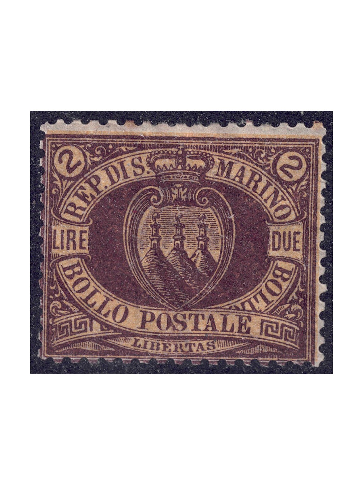 SAN MARINO 1892-94 2£ bruno su carminio MH*