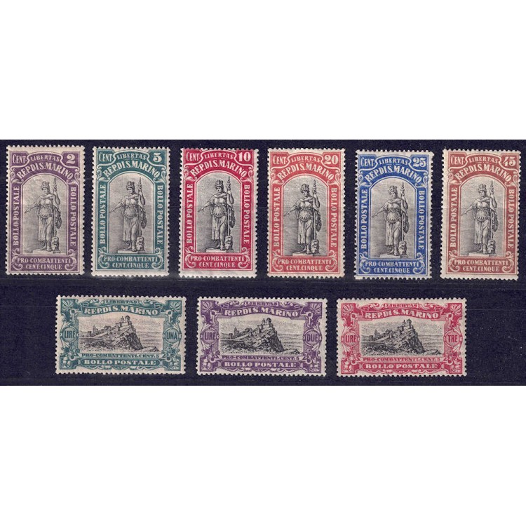 SAN MARINO 1918 Pro Combatants 9v MH*
