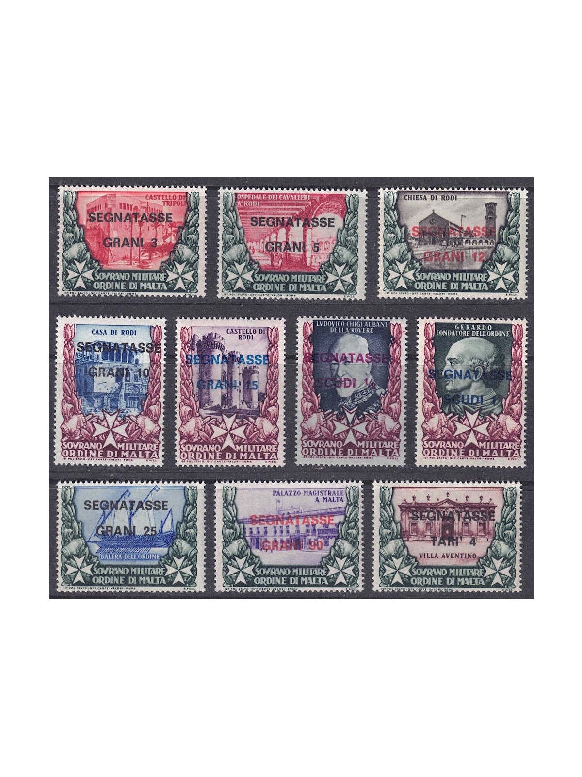 SMOM 1975 Postage Due (overprinted) 10v MNH**