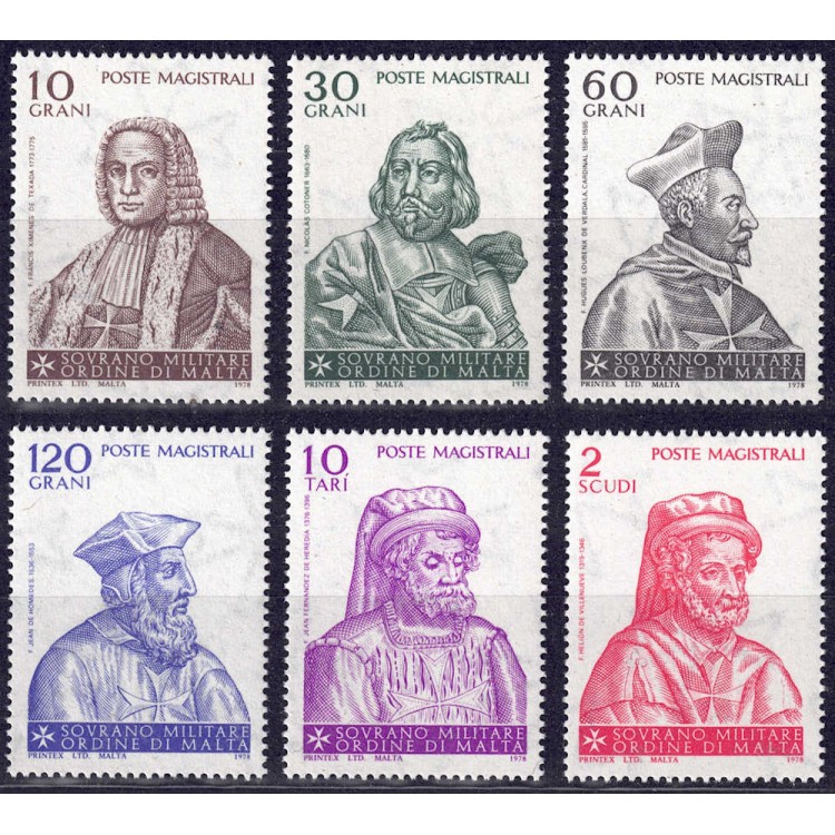 SMOM 1978 Grandi Maestri 3ª serie 6v MNH**