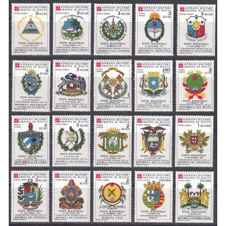 SMOM 1986 Postal Conventions, 1st series 20v MNH**