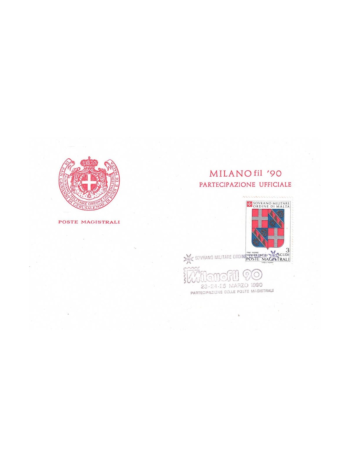 SMOM 1990 Postcard MILANOfil 90 (Official Participation)