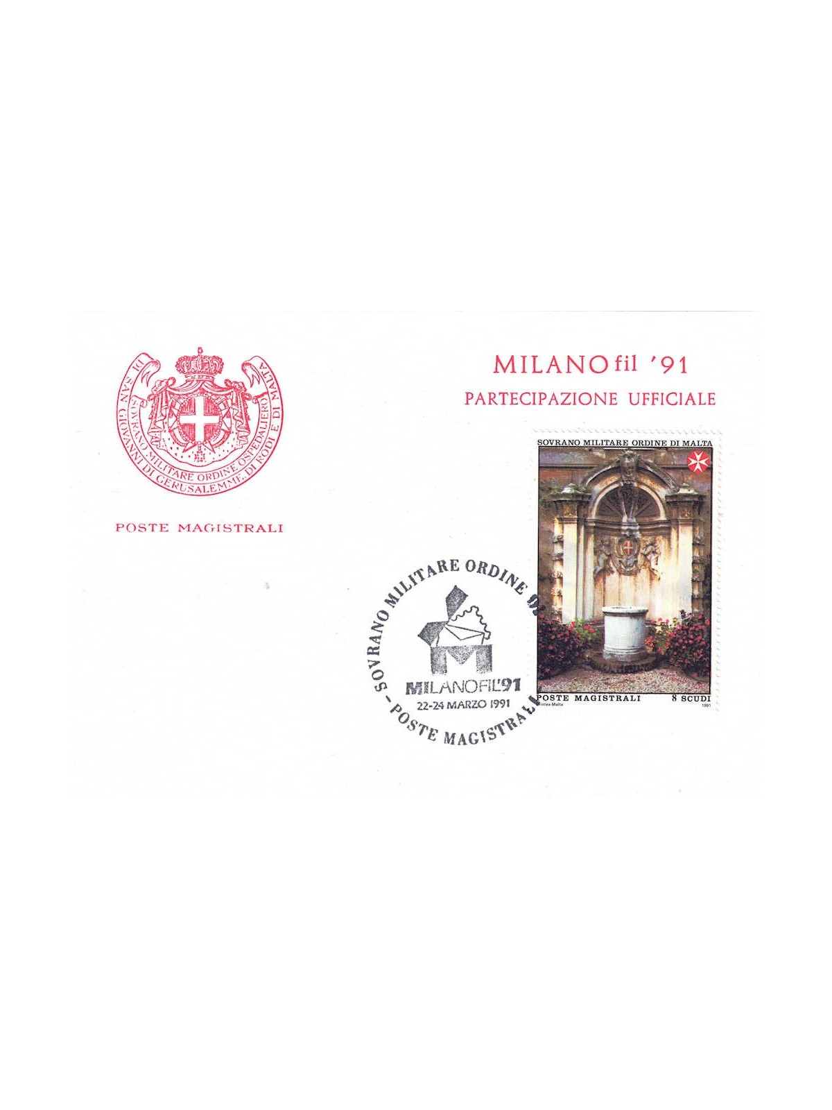 SMOM 1991 Postcard MILANOfil 91 (Official Participation)