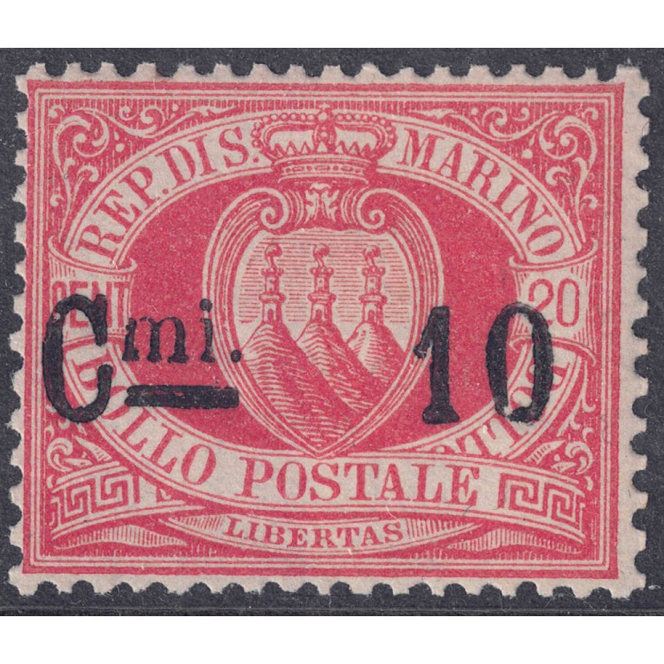 SAN MARINO 1892 10c on 20c red (10) MNH**