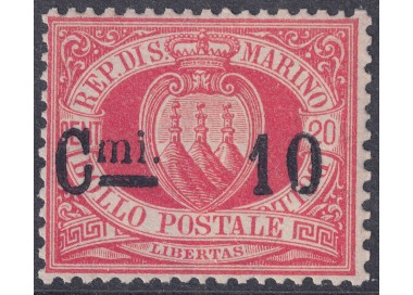 SAN MARINO 1892 10c su 20c rosso (10) MNH**