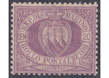 SAN MARINO 1894-99 20c lilla viola MNH**