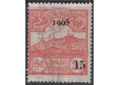 SAN MARINO 1905 View of San Marino overprinted MNH**