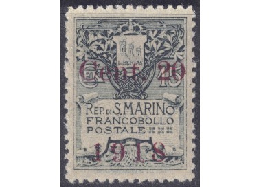 SAN MARINO 1918 20c on 15c slate MNH**