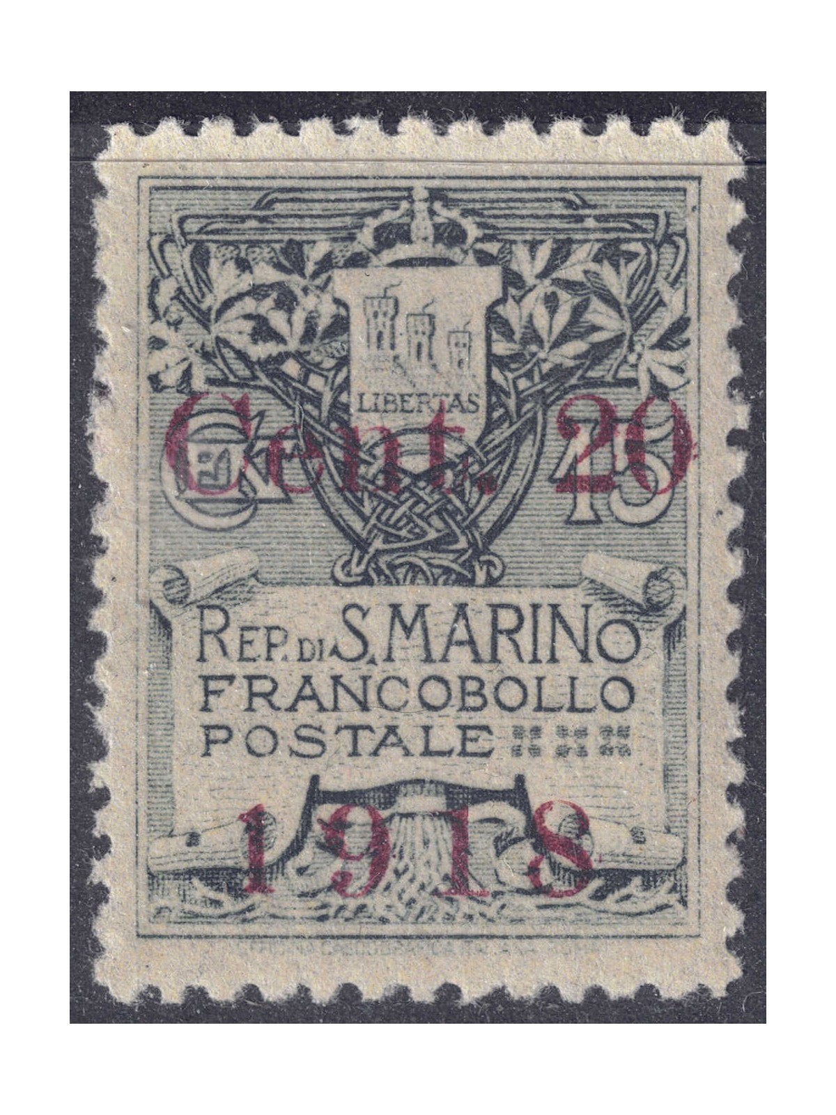 SAN MARINO 1918 20c on 15c slate MNH**
