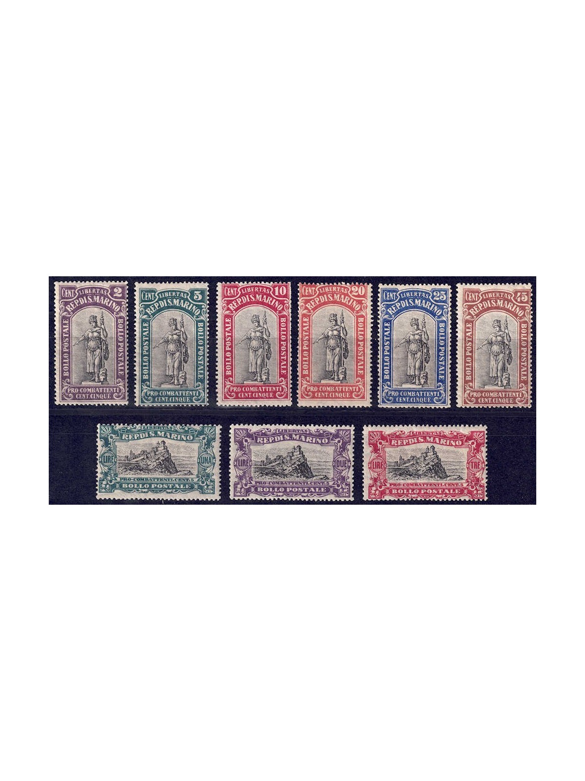 SAN MARINO 1918 Pro combattenti 9v MNH**