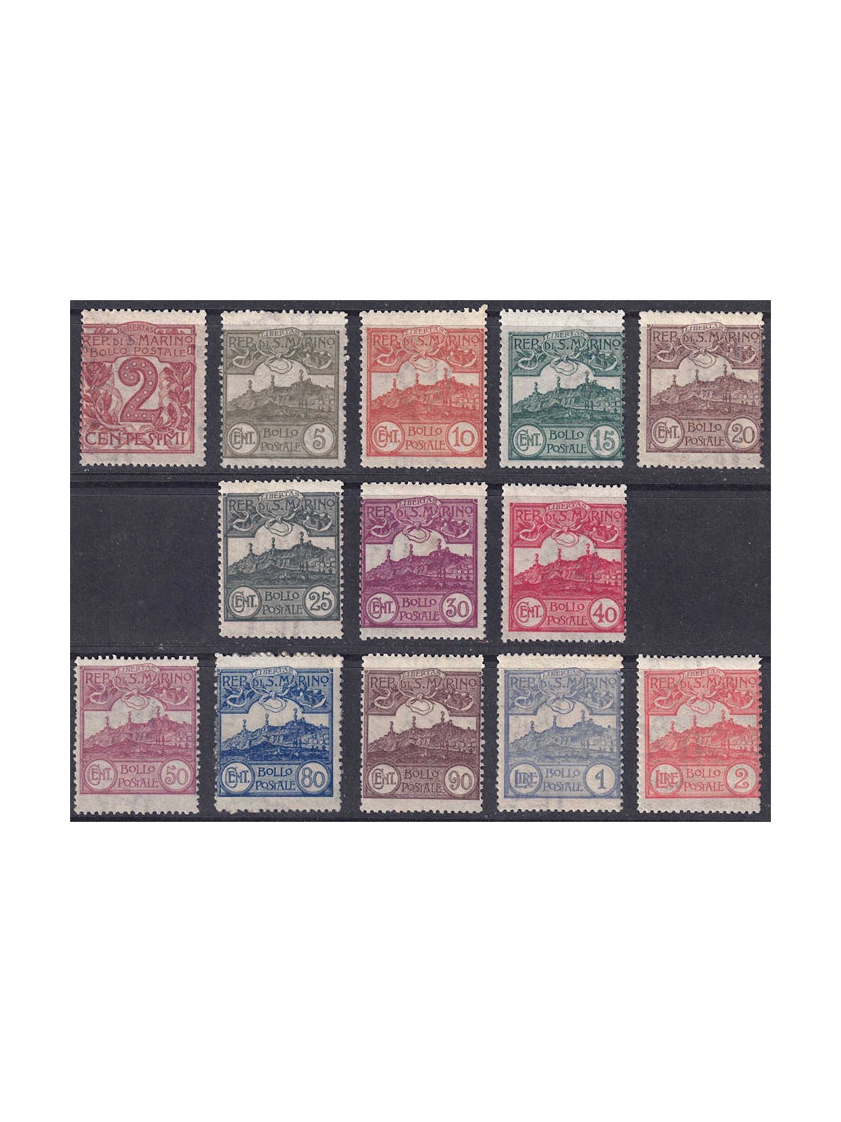 SAN MARINO 1921-23 Cipher or view of San Marino 13v MNH**