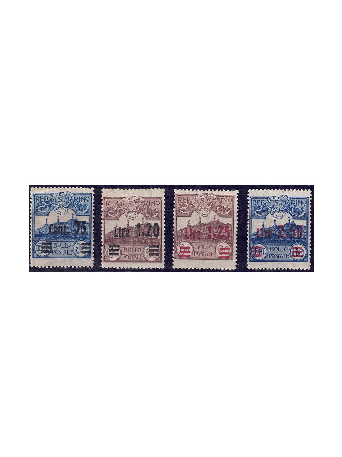 SAN MARINO 1926 View of San Marino, overprinted 4v MNH**