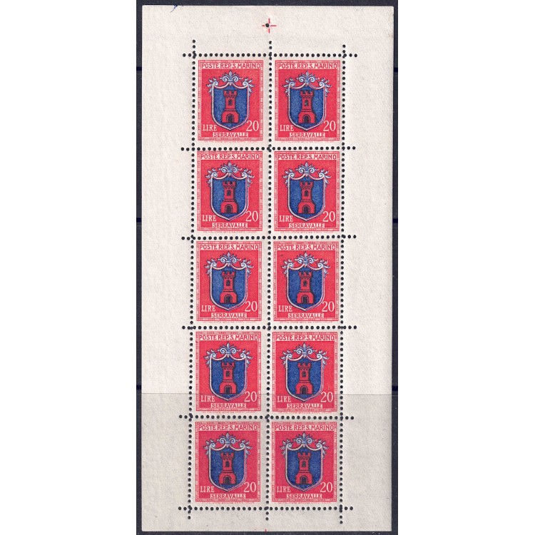 SAN MARINO 1945 Stemmi dei Castelli (20£ Carminio) BF MNH**