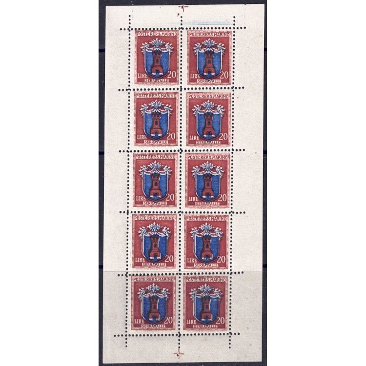 SAN MARINO 1945 Stemmi dei Castelli (20£ Bruno) BF MNH**