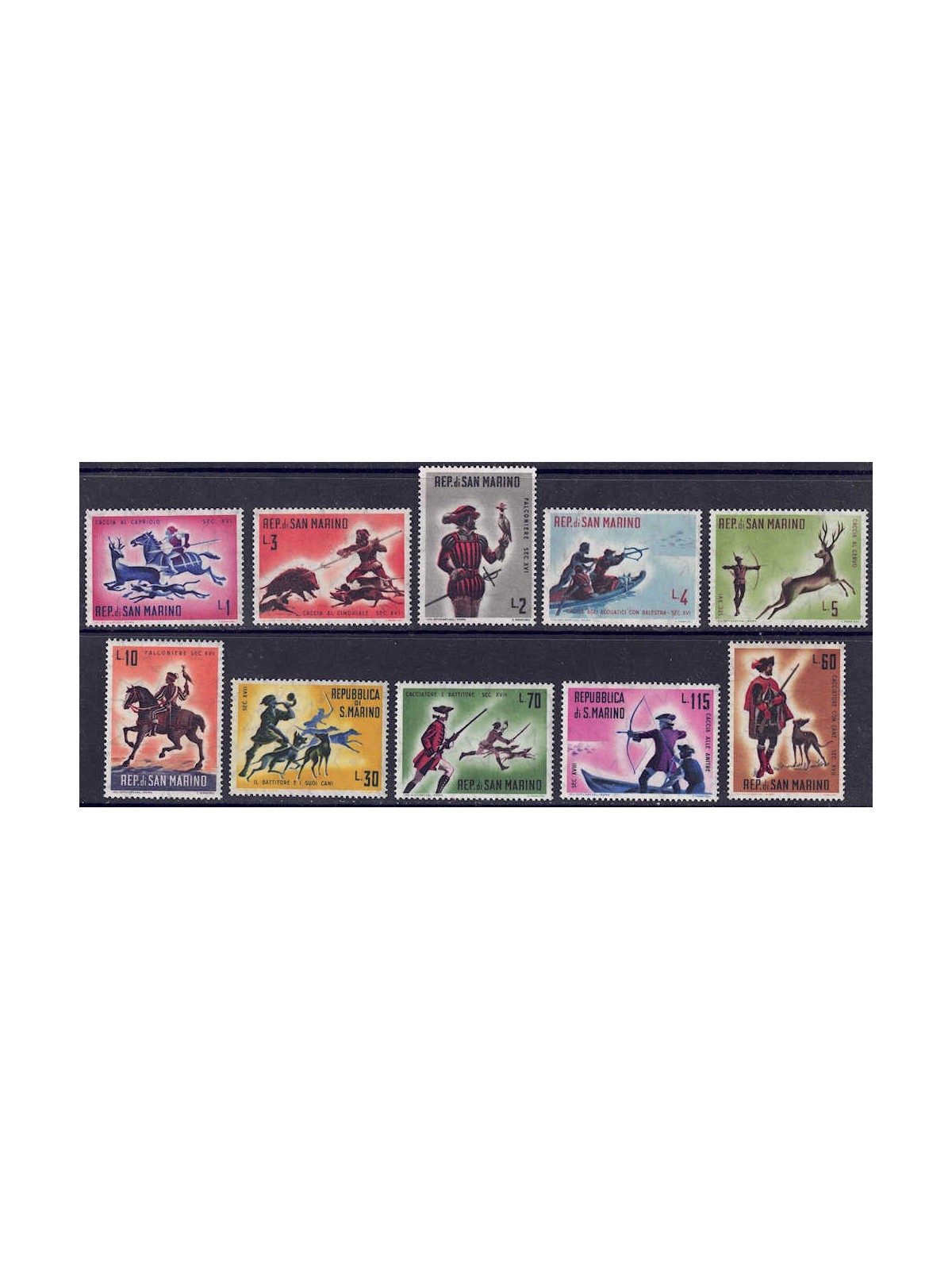 SAN MARINO 1961 Caccia antica 10v MNH**