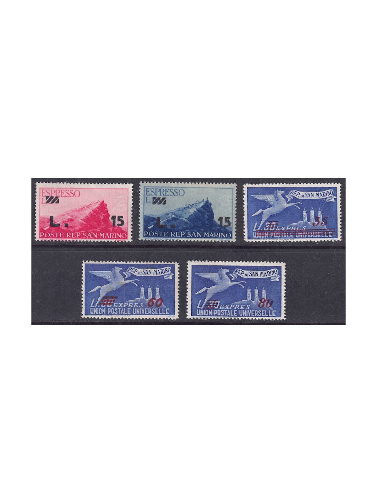 SAN MARINO 1947-48 Express overprinted 5v MH*