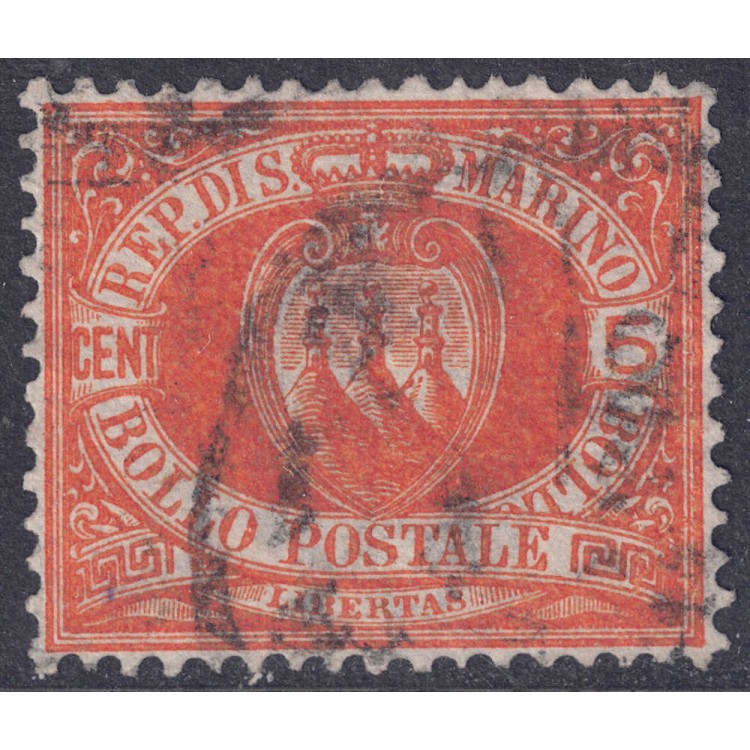 SAN MARINO 1877-90 5c orange us