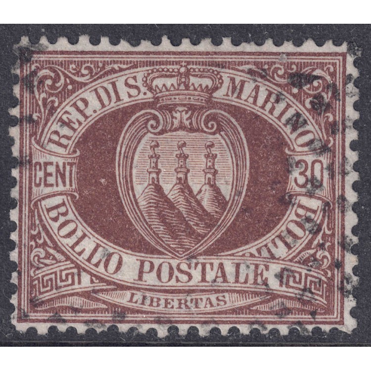 SAN MARINO 1877-90 30c brown us