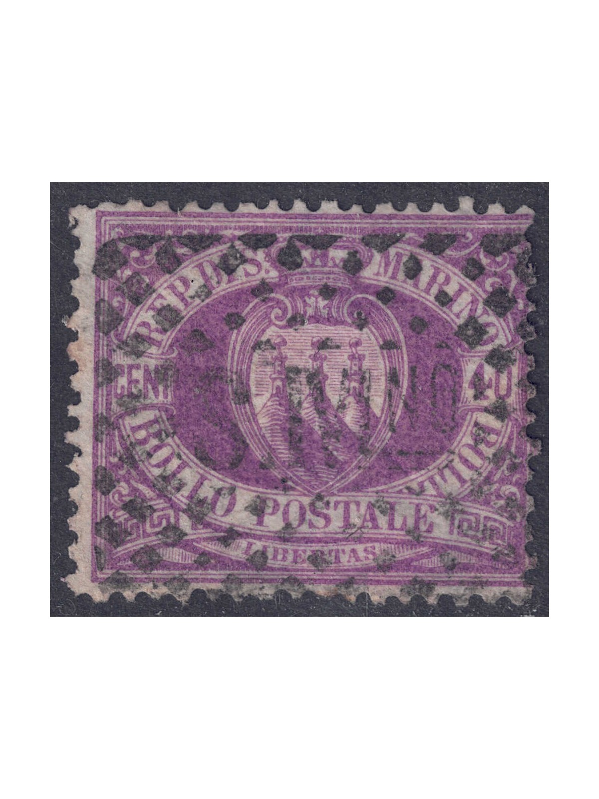 SAN MARINO 1877-90 40c brown violet us