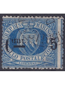 SAN MARINO 1892 5c su 10c azzurro us