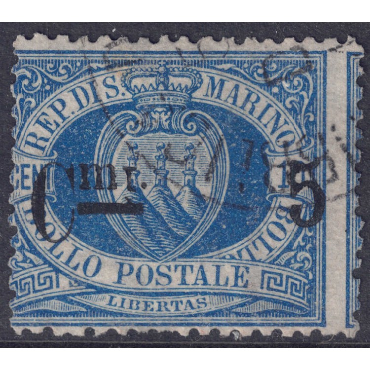 SAN MARINO 1892 5c on 10c blue us