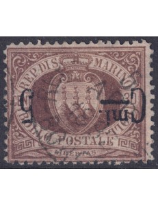 SAN MARINO 1892 Variety 5c on 30c brown (upside down) us