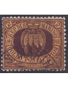SAN MARINO 1892-94 2£ brown on carmine us