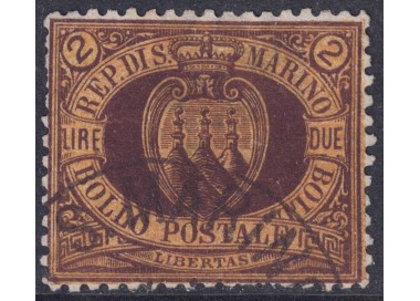 SAN MARINO 1892-94 2£ bruno su carminio us