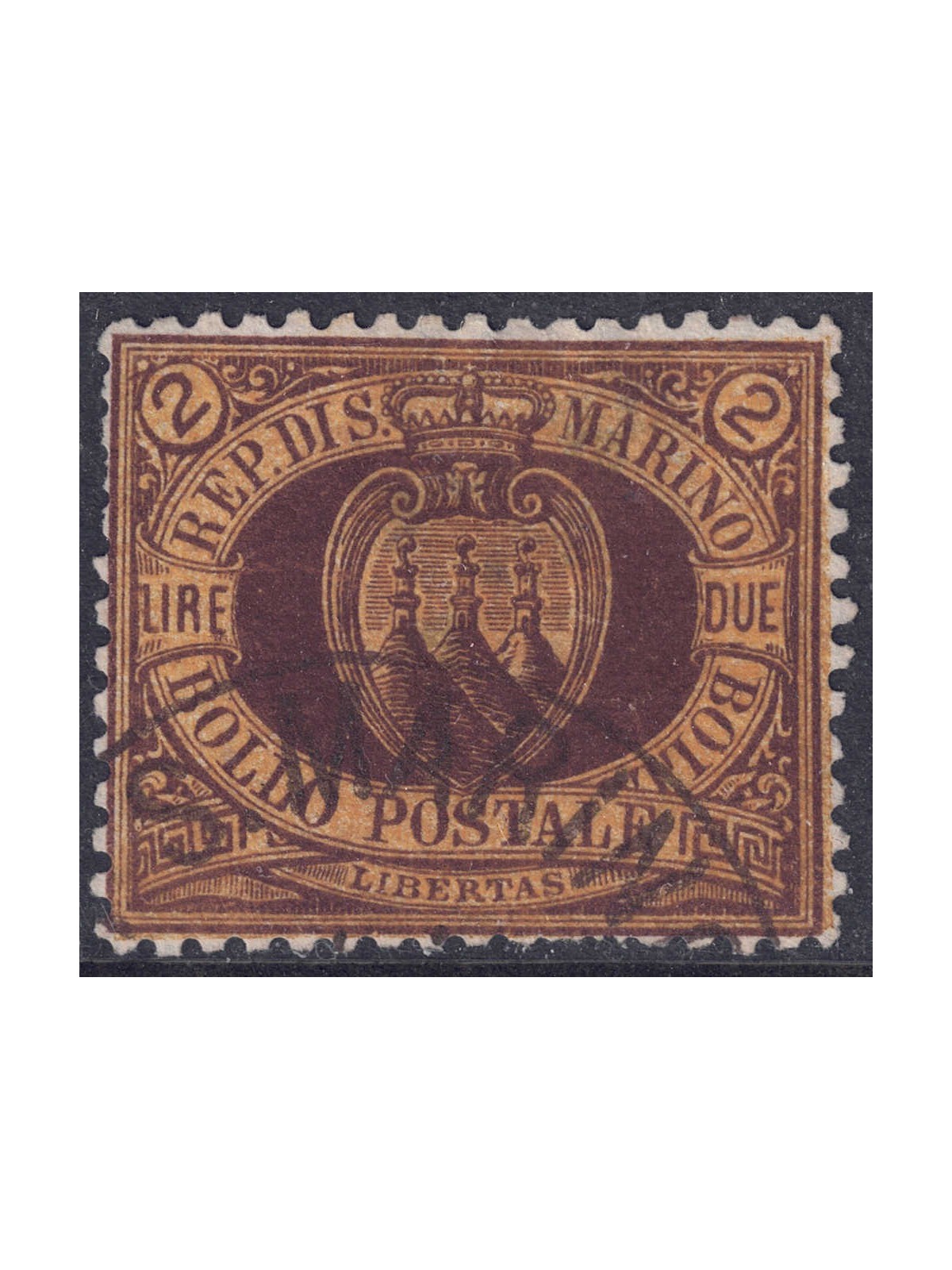 SAN MARINO 1892-94 2£ brown on carmine us