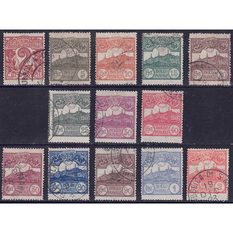SAN MARINO 1921-23 Cifra o veduta di San Marino 13v us