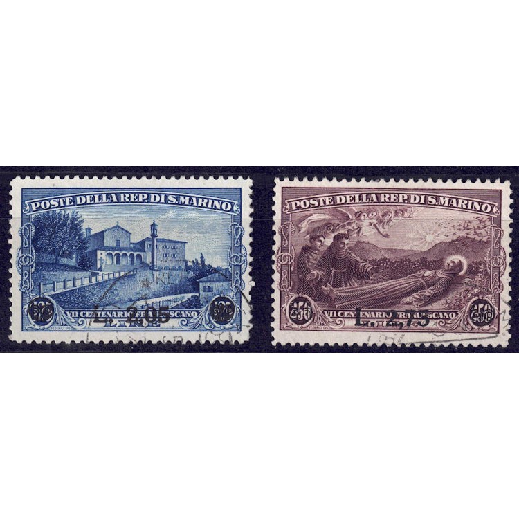 SAN MARINO 1936 Saint Francis (overprinted) 2v us