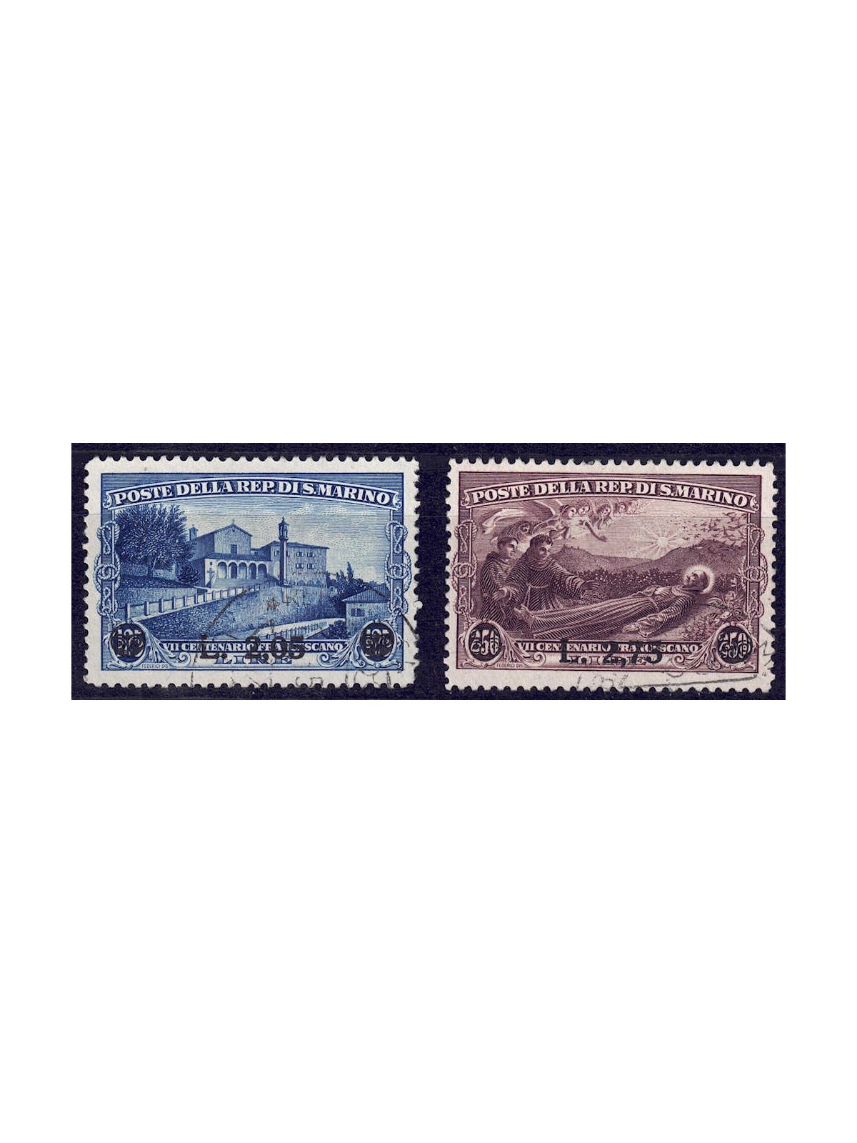 SAN MARINO 1936 Saint Francis (overprinted) 2v us