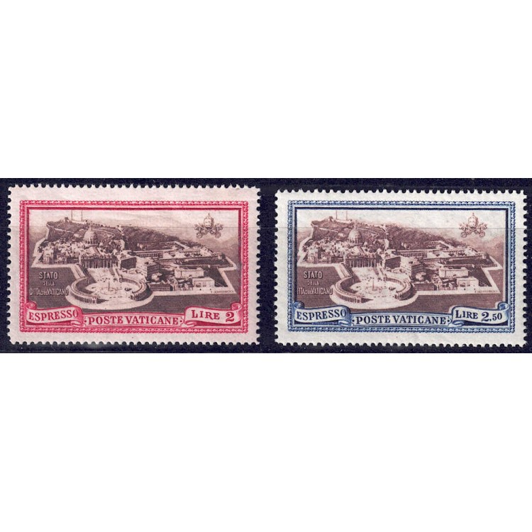 VATICAN 1933 Gardens and medallions, Express 2v MH*